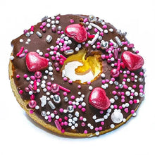 Load image into Gallery viewer, PAWFECT DOGGY DONUTS topped with chocolate and colorful sprinkles, perfect for dogs to enjoy.