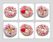 Load image into Gallery viewer, PAWFECT DOGGY DONUTS in various designs with colorful sprinkles and heart decorations, perfect dog treats.