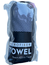 Load image into Gallery viewer, MICROFIBRE PET TRAVEL TOWELS - 60CM X 122CM rolled up in a convenient bag suitable for beach, sports, and travel.