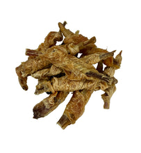 Load image into Gallery viewer, 10 mini pieces of pork pizzle with a slice of chicken wrapped around and dehydrated into a delicious treat for mini dogs