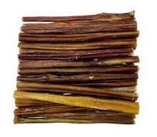 Load image into Gallery viewer, Premium Australian beef bully sticks stacked for dog treats, providing pure muscle protein and no fillers.