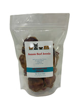 Load image into Gallery viewer, Natural Beef Dog Treats AUSSIE BEEF JEWELS in a clear package with beef testicles for dogs.
