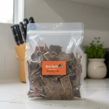 Load image into Gallery viewer, BARK-TASTIC Kangaroo Jerky in a resealable bag, perfect kangaroo jerky dog treats for your pet.