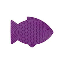 Load image into Gallery viewer, LICKIMAT FELIX - Kittens & Cats purple fish-shaped mat for natural feeding and anxiety reduction.