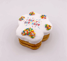Load image into Gallery viewer, Birthday Paw Print Cake featuring colorful sprinkles and icing, perfect for celebrating your pet's special day.
