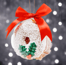 Load image into Gallery viewer, CHRISTMAS TREE BAUBLE featuring a festive biscuit ornament with red ribbon and holiday decorations.