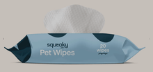 Load image into Gallery viewer, Scented pet wipes package with a fresh top view, containing 20 wipes for easy pet hygiene maintenance.