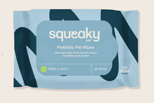 Load image into Gallery viewer, Scented pet wipes package featuring probiotic formula for clean furry friends, ideal for on-the-go hygiene.