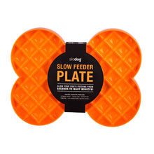 Load image into Gallery viewer, SLODOG LICKIMAT Small orange slow feeder plate for dogs, ideal for slow feeding and preventing digestive problems.