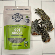 Load image into Gallery viewer, Got Crocs crocodile feet treats in packaging, pet food product, Aussie made, nutritious snacks for dogs