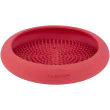 Load image into Gallery viewer, LICKIMAT UFO FEEDER in red, designed to keep floors clean during feeding and grooming.