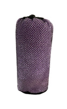 Load image into Gallery viewer, A purple textured cylindrical pouch or case with a black top closure, standing upright on a white surface against a plain light background.
