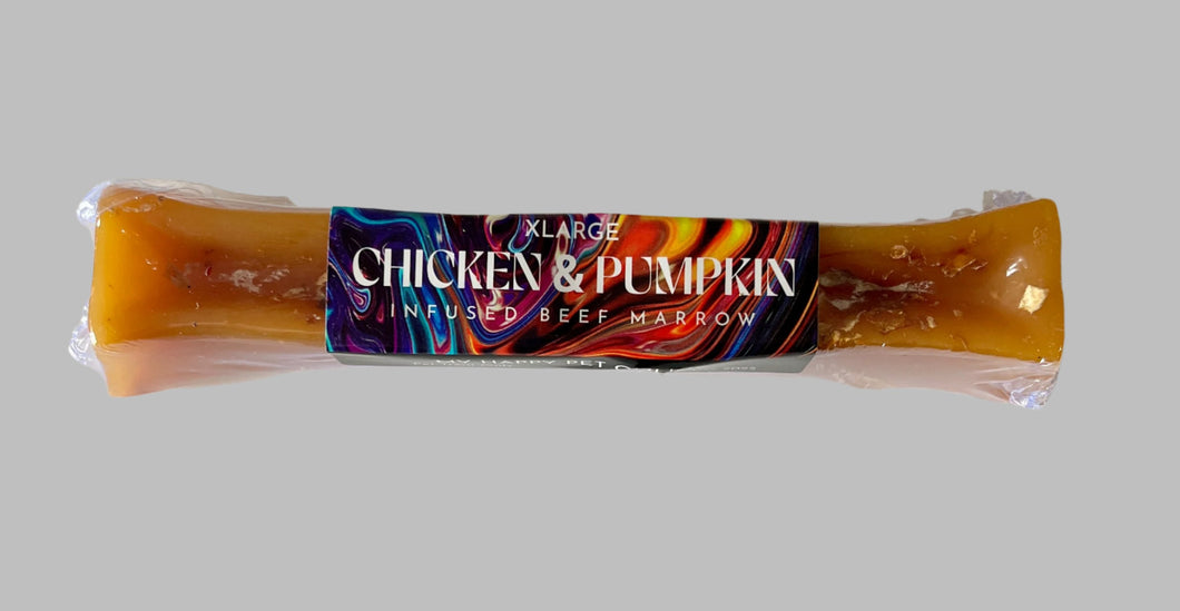 Extra Large Chicken & Pumpkin infused beef marrow chew from My Happy Pet Online