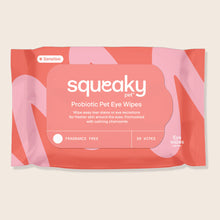 Load image into Gallery viewer, Package of Squeaky Probiotic Pet Eye Wipes on a beige background
