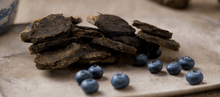 Load image into Gallery viewer, Dehydrated Emu &amp; Blueberry Patties Ingredients: 100% Australian Emu Meat, Blueberries
